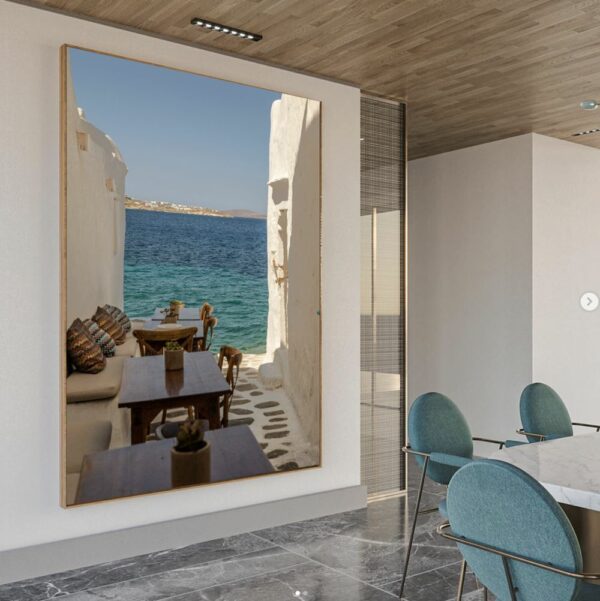 quadro personalizado para sala imagem praia mykonos